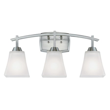 WESTINGHOUSE Fixture Wall UnMount 60W 3-Light Midori, Brushed Nickel Frosted Glass 6573600